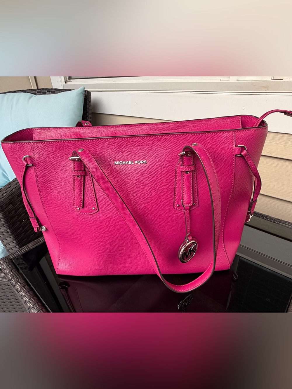 Michael Kors Hot Pink/Rasberry Saffiano Leather Tote